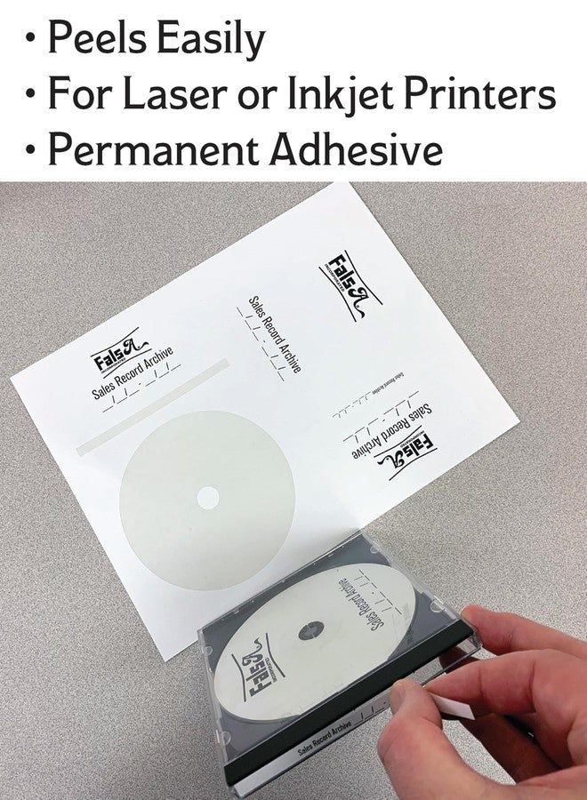 Blank Labels CD/DVD Label Full Face | Qty 20 Disc, 40 Spine | 10 Sheets Total | Permanent White Matte | Inkjet & Laser Compatible | Fits Standard Discs | Blank Label - Image 2