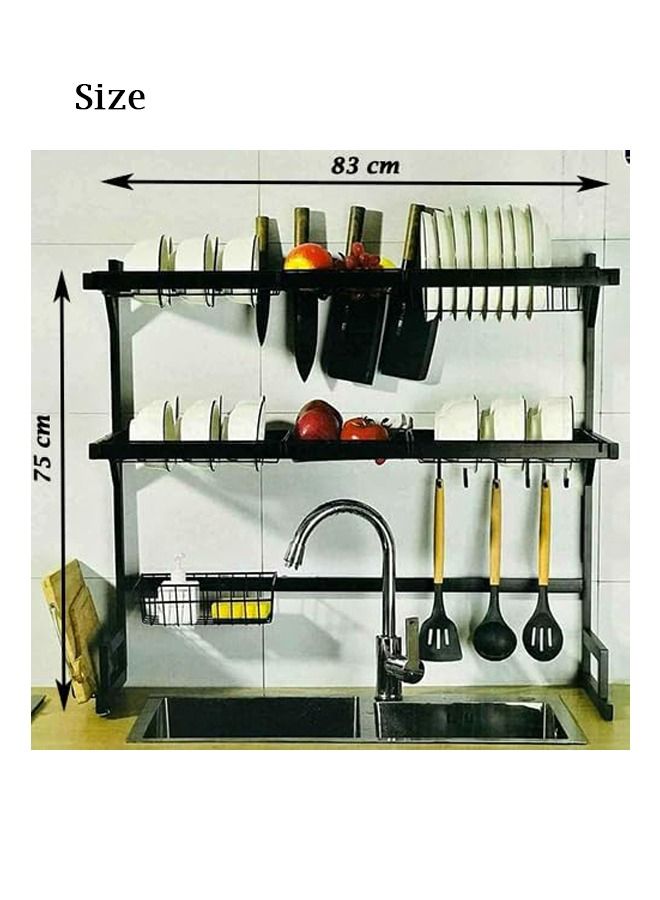 ياميم رف تجفيف الأطباق فوق المغسلة ، 3 طبقات من الفولاذ المقاوم للصدأ رف مطبخ كبير لتصريف الأطباق لتخزين منضدة المطبخ المنزلية ، منظم أرفف غير قابلة للانزلاق فوق المغسلة - Image 2