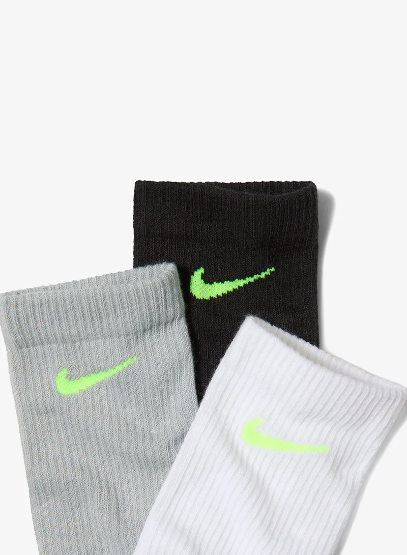 Nike BLACK(VOLT)/WHITE(VOLT)/LTSMOKEGREY(VOLT) 3-Pack Everyday Elevated Crew Socks  | Best Price UAE