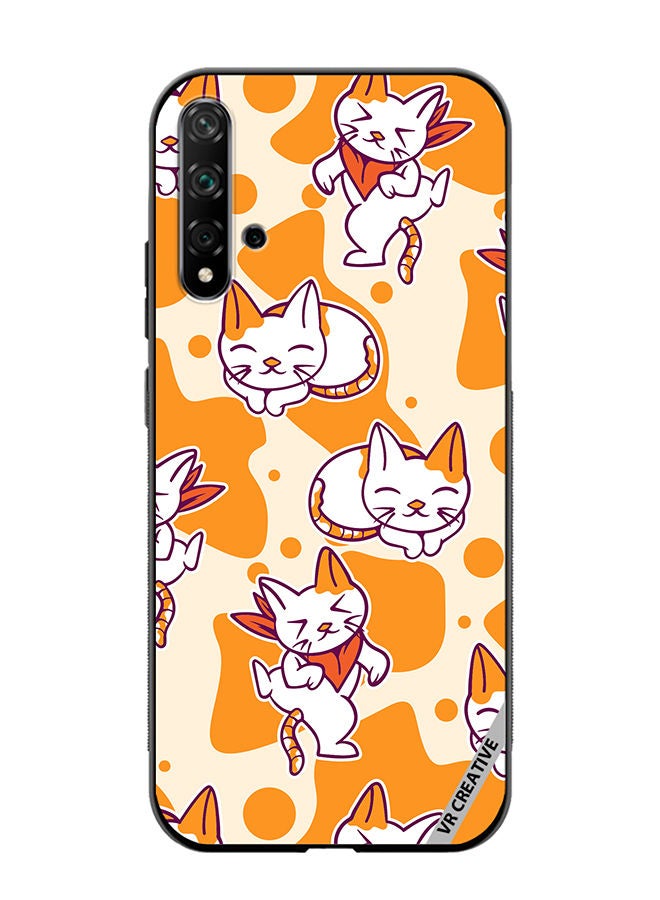 Protective Case Cover For Huawei Nova 5T Chilling Cat Pattern Design Multicolour