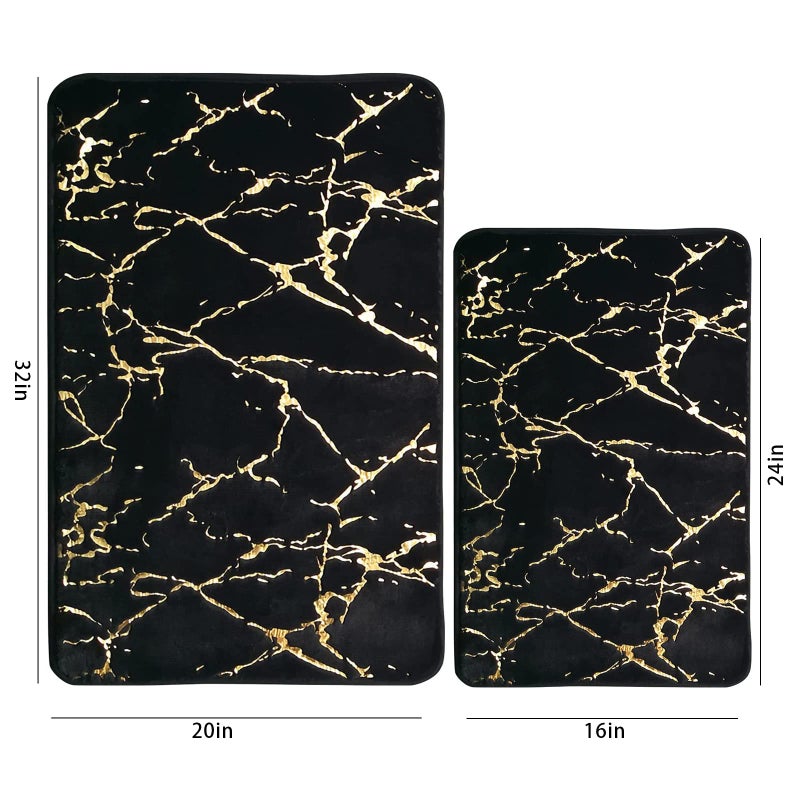 Eanpet Marble Bathroom Rugs Nonslip Black Gold Bathroom Mats Ultra Soft Washable Bath Mats for Bathroom Floor Mats Carpet Water Absorbent Shower Rug Decoration for Bedroom Living Room - Image 4