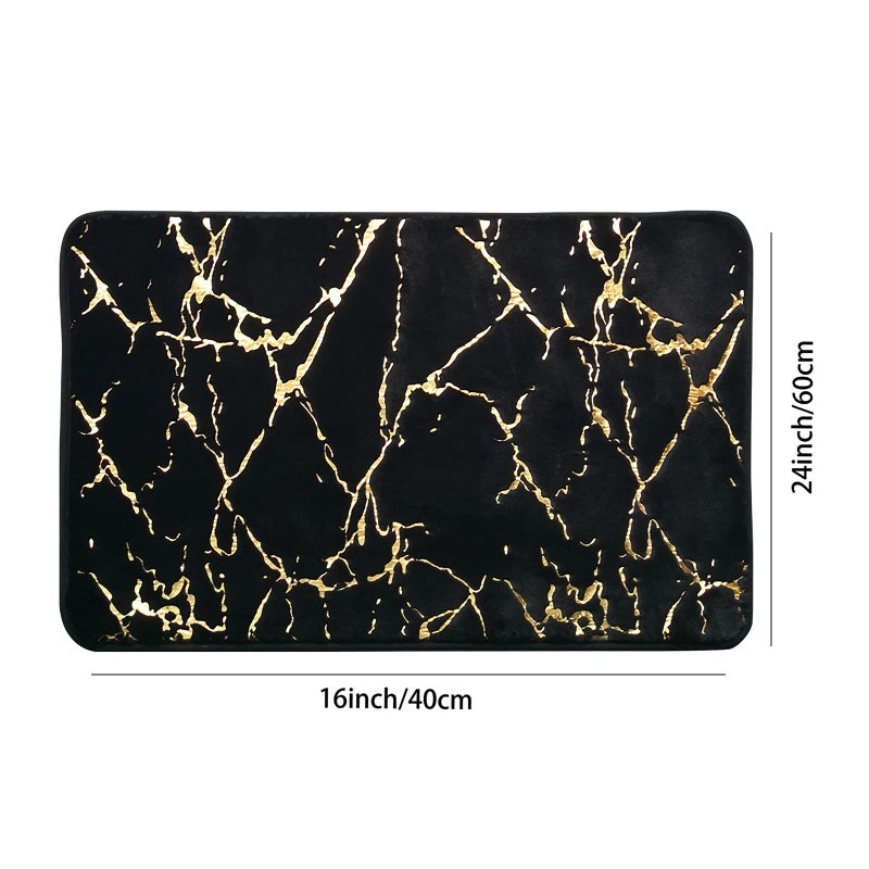 Eanpet Marble Bathroom Rugs Nonslip Black Gold Bathroom Mats Ultra Soft Washable Bath Mats for Bathroom Floor Mats Carpet Water Absorbent Shower Rug Decoration for Bedroom Living Room - Image 2