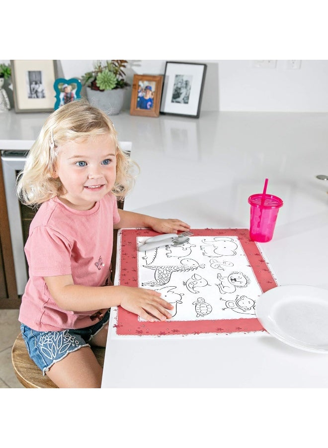 J.L. Childress Healthy Habits by J.L. Childress Disposable ColorMe Placemats, 24 Pack - Paper Stick-On Placemats with Coloring Fun, Airplane Tray Table Cover, Colors May Vary  - Image 2