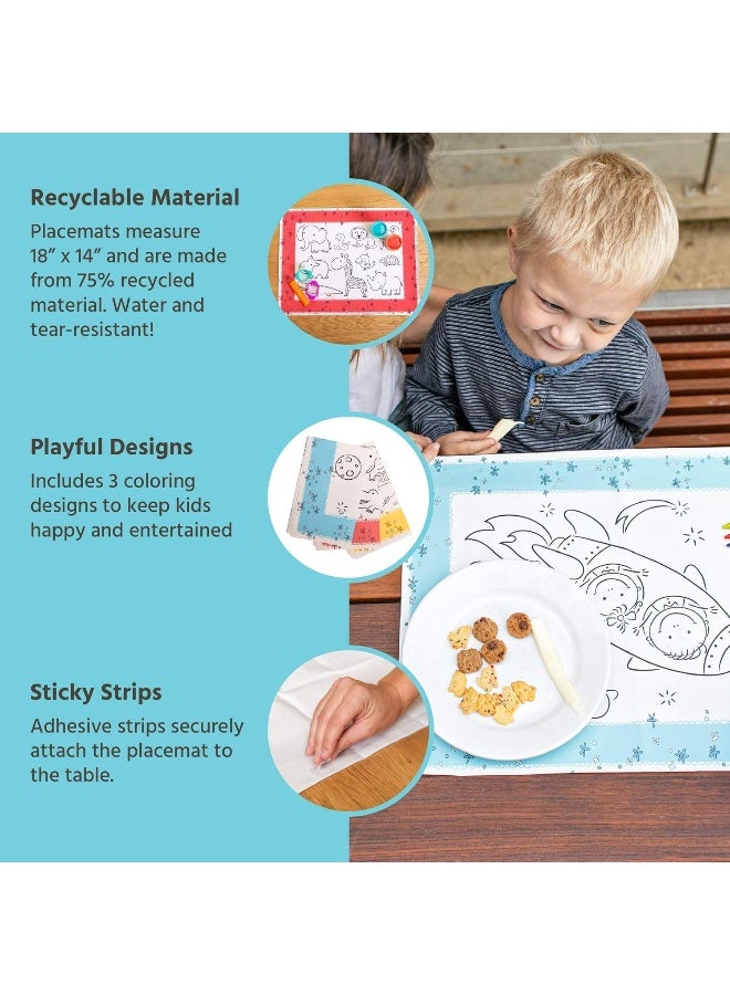 J.L. Childress Healthy Habits by J.L. Childress Disposable ColorMe Placemats, 24 Pack - Paper Stick-On Placemats with Coloring Fun, Airplane Tray Table Cover, Colors May Vary  - Image 3