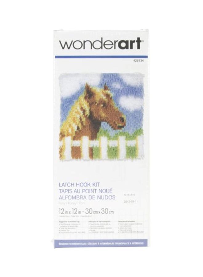 NIBEMINENT Pony Latch Hook Kit Blue/Green/Brown 12x12inch - Image 1