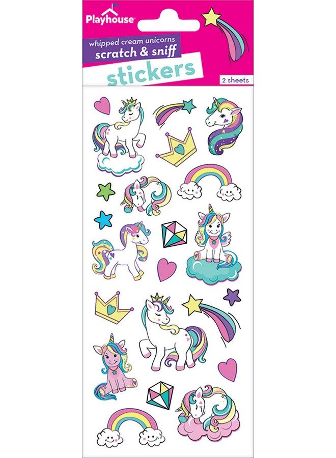 Playhouse Rainbow Unicorns Whipped Cream Scented Scratch & Sniff Sticker Sheets 1 Pack - Image 2