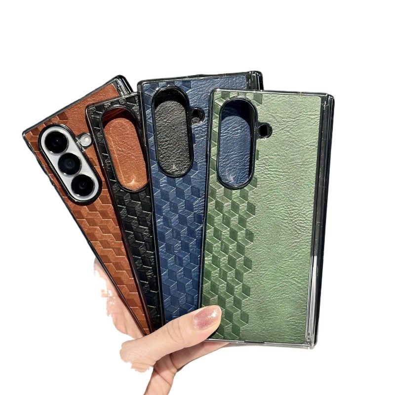 Protective Case | Blue | Leather Texture | Solid Color | Diamond Pattern | Cover for Samsung Galaxy Z Fold 7 - Image 2