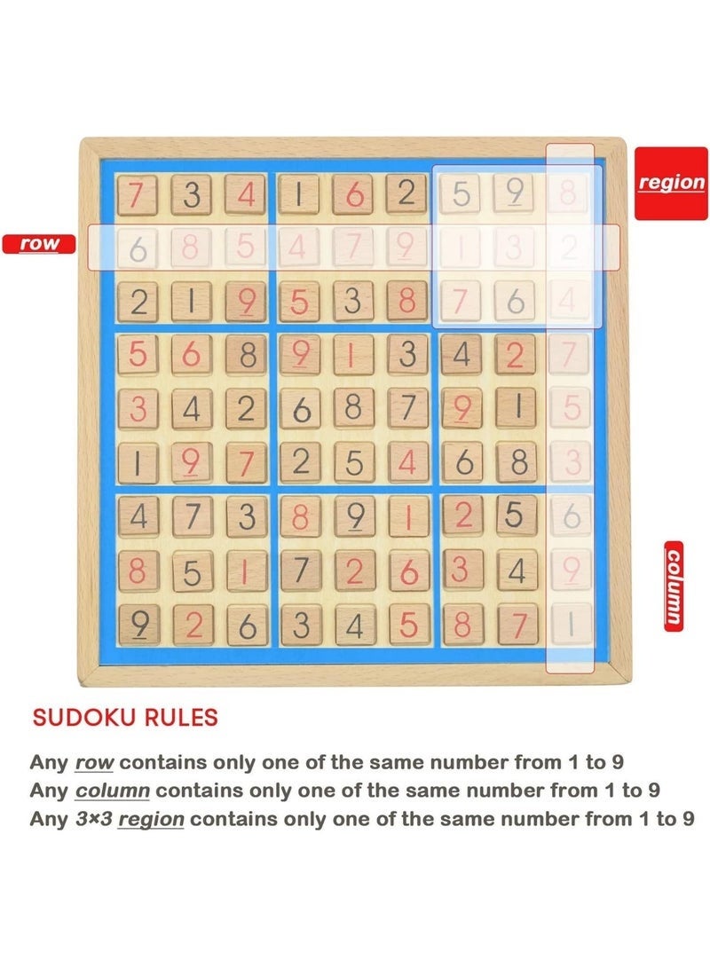 Arabest Wooden Sudoku Board Game, Math Brain Teaser Toys Educational Board Game with Drawer, 81 Grids Number Place Woodsudoku Puzzles for Kids and Adults - Image 3