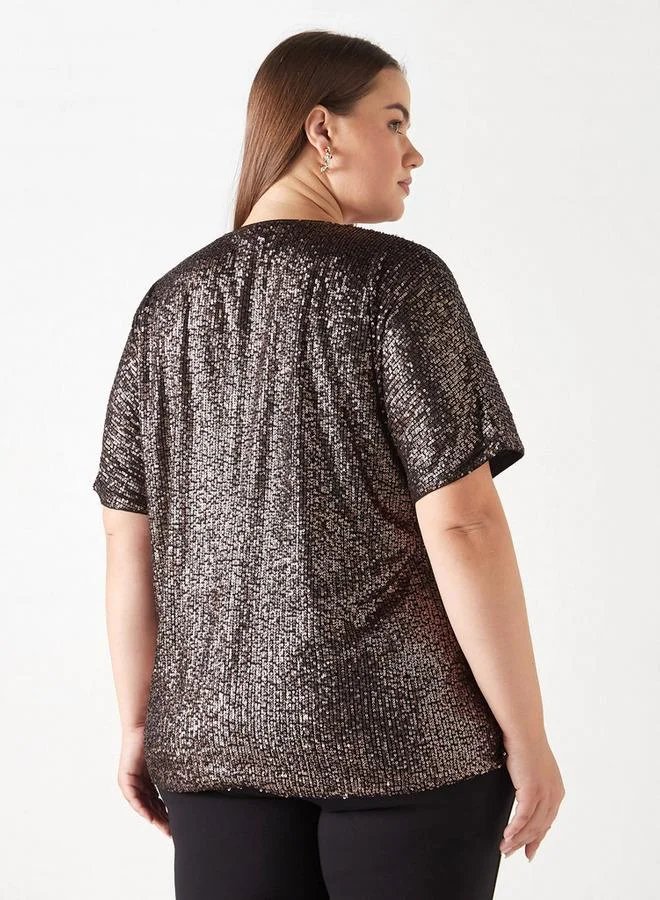 أولا بوبكن بلوزة مقاس كبير من أولا بوبكن مزينة بياقة على شكل