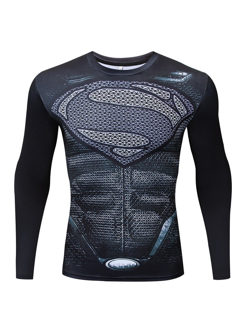 KUYING Superman Captain America Winter Soldier Spider Man Long Sleeve T-shirt - Image 1