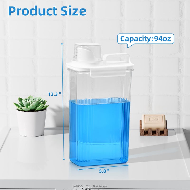 SUBEKYU Laundry Detergent Dispenser for Laundry Room,94oz Fabric Softener Dispenser,Liquid Laundry Detergent Container,Laundry Detergent Organizer for Laundry Room Organization with 6 Labels,2 Pack - Image 2