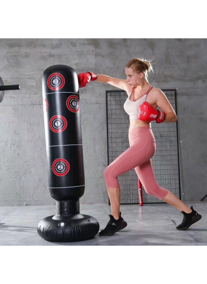 Spot Thickened Fitness Adult Children Inflatable Boxing Column Tumbler Inflatable Boxing Column Bag Vent Anger Discharge Column-Color:Black And White KO-Specifications:160x65cm  - Image 2