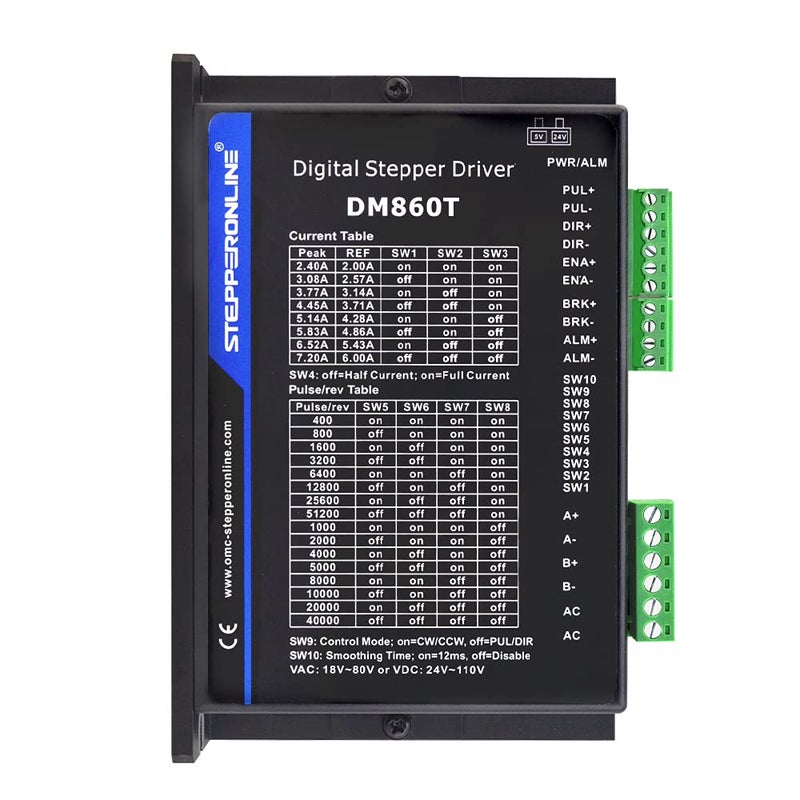 STEPPERONLINE محرك خطوة رقمي STEPPERONLINE CNC 2.4-7.2A 18-80VAC أو 36-110VDC لمحرك Nema 34 و 42 DM860T - Image 1