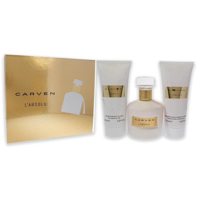 Carven LAbsolu for Women  3 Pc Gift Set 333oz EDP Spray 333oz Perfumed Body Milk 333oz Perfumed Bath and Shower Gel - Image 3