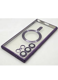 Samsung Galaxy S23 Ultra MagSafe Case With Colored Sides & Camera Protection -Clear / Dark Purple