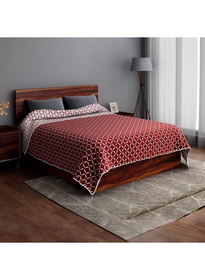Sleepyhead Sleepyhead Honeycomb - 120 GSM Reversible Cotton Dohar | AC Blanket (Single, 56" X 88", Maroon & White)| TC - 200 - Image 1