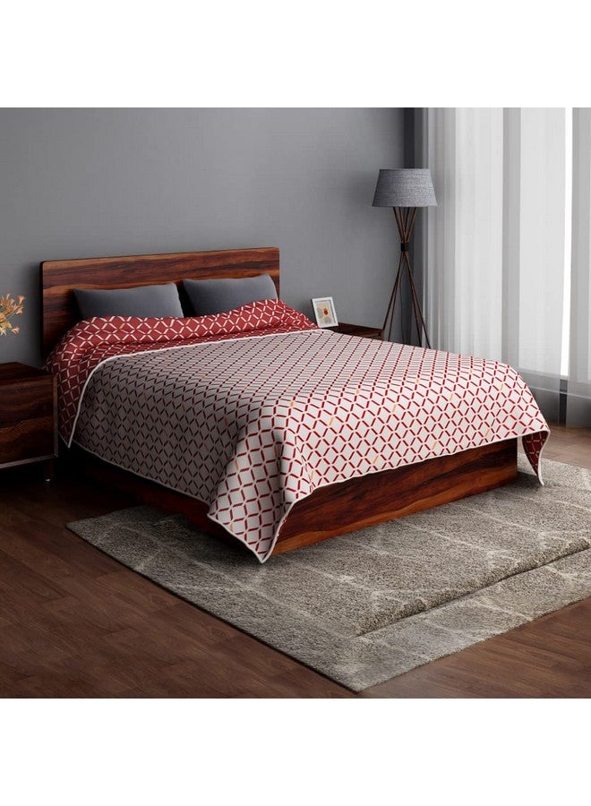 Sleepyhead Sleepyhead Honeycomb - 120 GSM Reversible Cotton Dohar | AC Blanket (Single, 56" X 88", Maroon & White)| TC - 200 - Image 2
