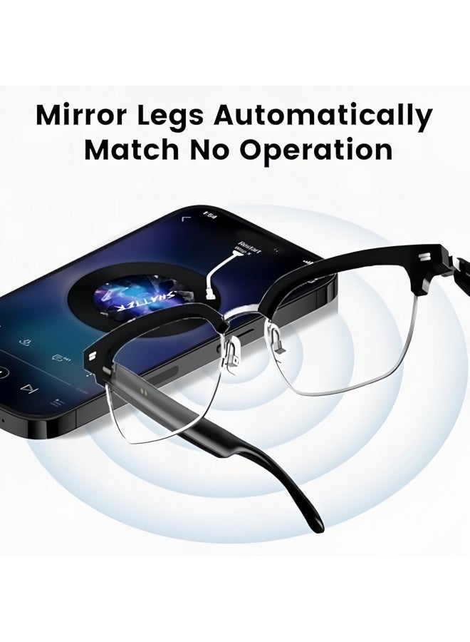 لوريت نظارات ذكية، ترجمة فورية بتقنية الذكاء الاصطناعي لـ 144 لغة، نظارات صوتية بتقنية بلوتوث مع مكبرات صوت، حماية من الأشعة فوق البنفسجية المستقطبة، صوت مفتوح الأذن، مساعد صوتي يعمل باللمس، نظارات بلوتوث 5.3 مضادة للضوء الأزرق للرجال والنساء - أسود - Image 2