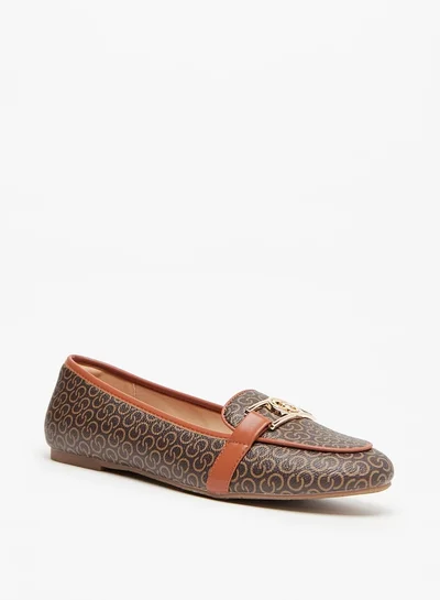 Celeste Women's Monogram Print Slip-On Round Toe Ballerina Shoes