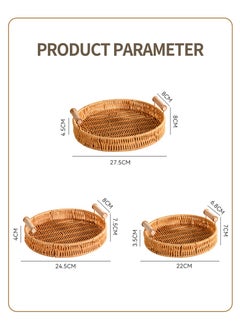 Beirui 3 Piece Rattan Basket Food Bread Basket Serving Tray Fruit Basket Storage Organizer for Home Decor and Table Centerpieces  - Image 3