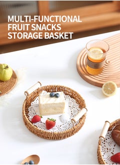 Beirui 3 Piece Rattan Basket Food Bread Basket Serving Tray Fruit Basket Storage Organizer for Home Decor and Table Centerpieces  - Image 5