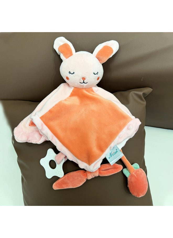 Baby Soothing Towel Hand Gift Preschool Baby Sleeping Rattle Rabbit Saliva Towel Lion Rabbit Safety Doll-颜色:小兔子安抚巾30cm/115g  - Image 1