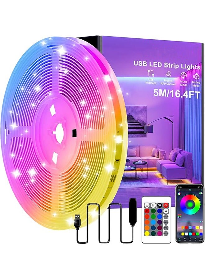 5M USB مصباح LED ، ذكي بلوتوث RGB مصباح مع التطبيق التحكم ، ضبط الوقت ، وضع الموسيقى ، ديكور الصمام مصباح الشريط ، غرفة نوم ، الكمبيوتر ، مجلس الوزراء ( USB 5M-GM001 ) . - Image 1