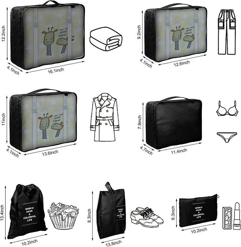 TOCINGO 7 pc / 6 pc Travel Oraganizer Packing cubes kit, Sapace Saver Multi use Bag for Men and Women, Clothes packing cubes for travel, Cupboard Oraganizer cubes (7 pc-BLACK) - Image 3