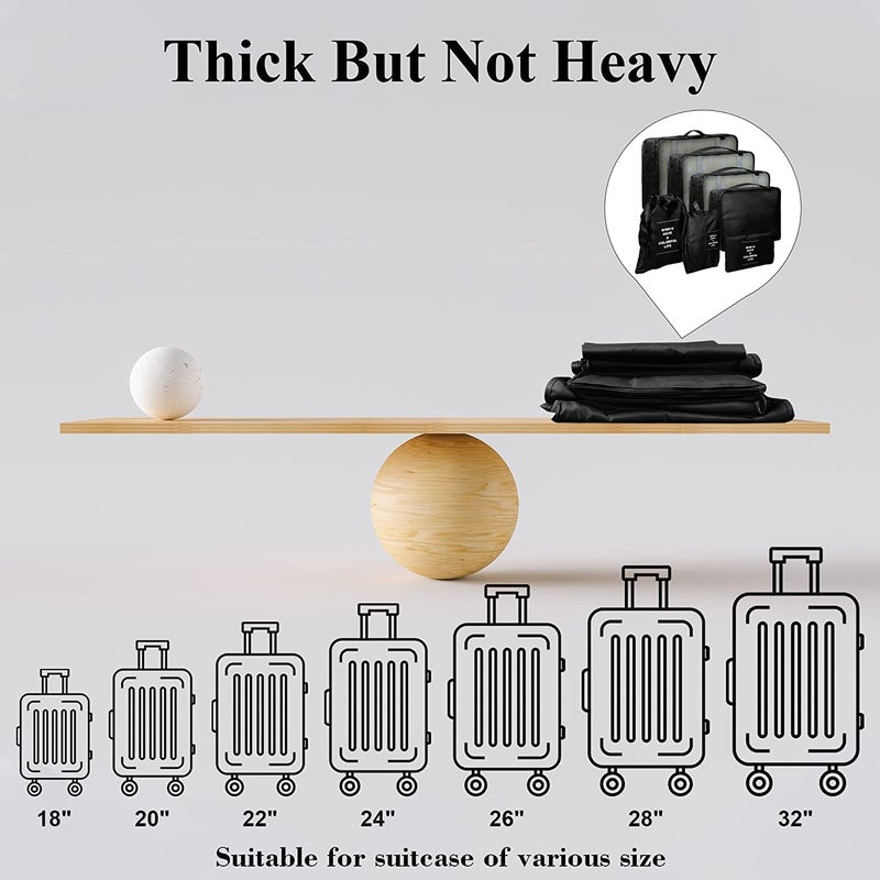 TOCINGO 7 pc / 6 pc Travel Oraganizer Packing cubes kit, Sapace Saver Multi use Bag for Men and Women, Clothes packing cubes for travel, Cupboard Oraganizer cubes (7 pc-BLACK) - Image 5