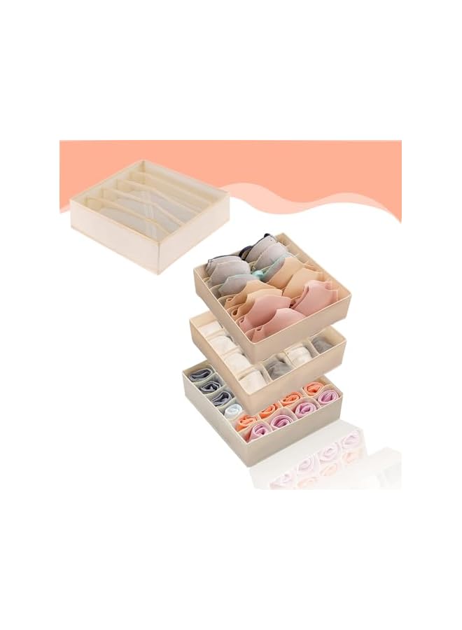 Green Tiger 3-Pack Bra Socks Underwear Organizer - Foldable Dresser Drawer Dividers for Lingerie, Ties, and More - Soft Fabric Bins - Image 2