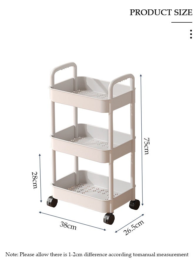 DUNISO 3-Tier Storage Rolling Utility Cart, Storage Organizer Carts Shelves, Multifunction Storage Trolley, Craft Roller with Lockable Wheels,Easy Assembly for Bathroom, Kitchen, Office - Image 2