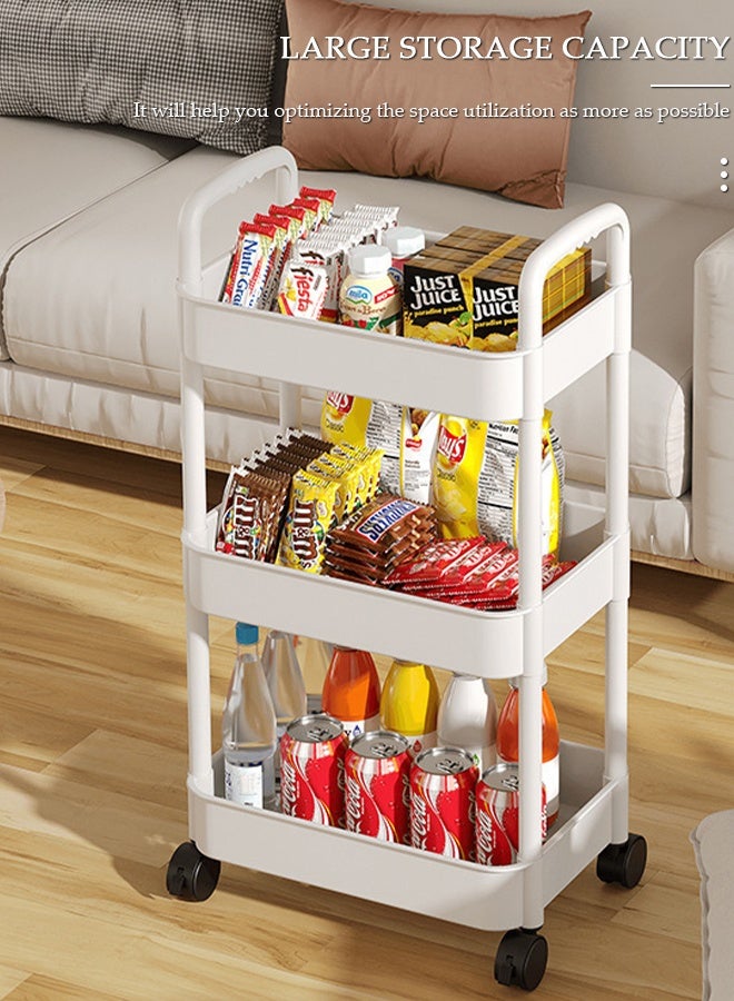 DUNISO 3-Tier Storage Rolling Utility Cart, Storage Organizer Carts Shelves, Multifunction Storage Trolley, Craft Roller with Lockable Wheels,Easy Assembly for Bathroom, Kitchen, Office - Image 5