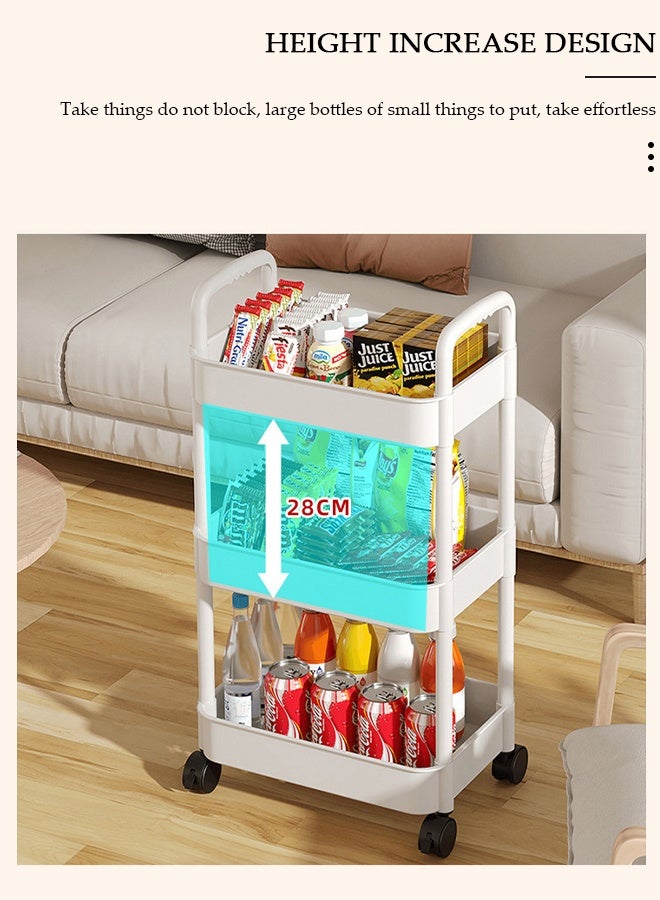 DUNISO 3-Tier Storage Rolling Utility Cart, Storage Organizer Carts Shelves, Multifunction Storage Trolley, Craft Roller with Lockable Wheels,Easy Assembly for Bathroom, Kitchen, Office - Image 3