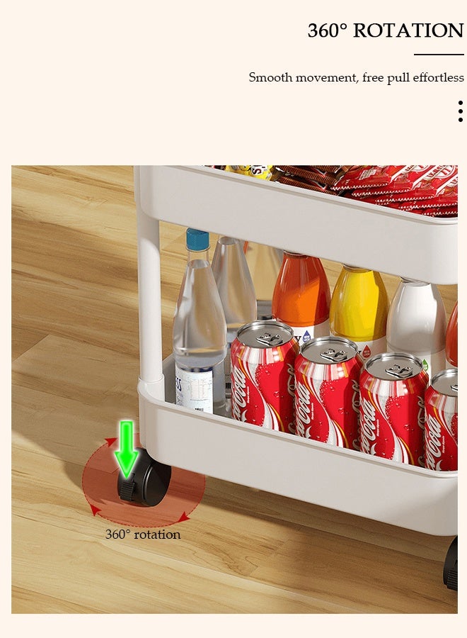 DUNISO 3-Tier Storage Rolling Utility Cart, Storage Organizer Carts Shelves, Multifunction Storage Trolley, Craft Roller with Lockable Wheels,Easy Assembly for Bathroom, Kitchen, Office - Image 4