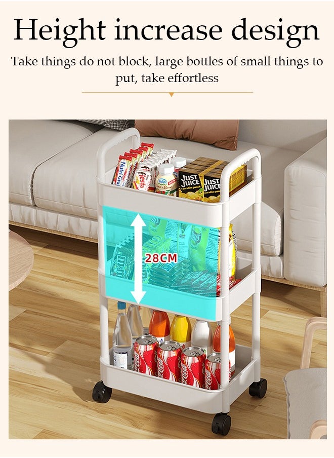 DUNISO 3-Tier Storage Rolling Utility Cart, Storage Organizer Carts Shelves, Multifunction Storage Trolley, Craft Roller with Lockable Wheels,Easy Assembly for Bathroom, Kitchen, Office  - Image 2