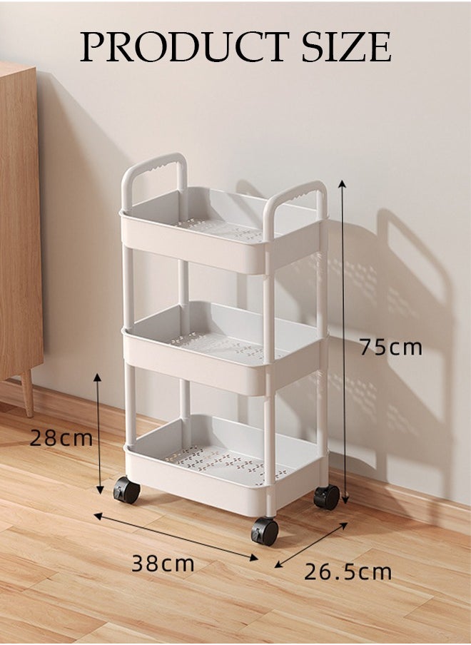 DUNISO 3-Tier Storage Rolling Utility Cart, Storage Organizer Carts Shelves, Multifunction Storage Trolley, Craft Roller with Lockable Wheels,Easy Assembly for Bathroom, Kitchen, Office  - Image 4