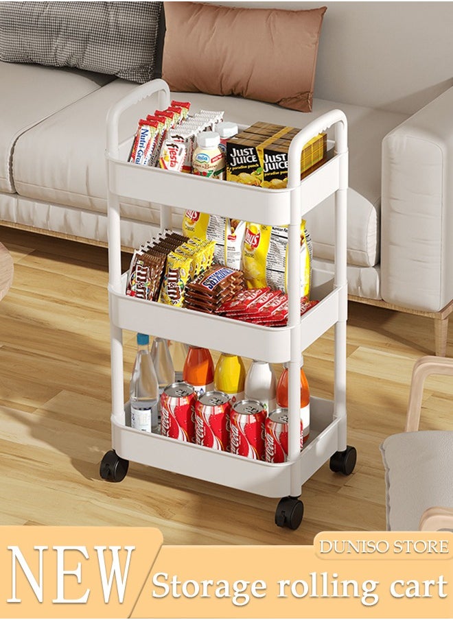 DUNISO 3-Tier Storage Rolling Utility Cart, Storage Organizer Carts Shelves, Multifunction Storage Trolley, Craft Roller with Lockable Wheels,Easy Assembly for Bathroom, Kitchen, Office  - Image 1