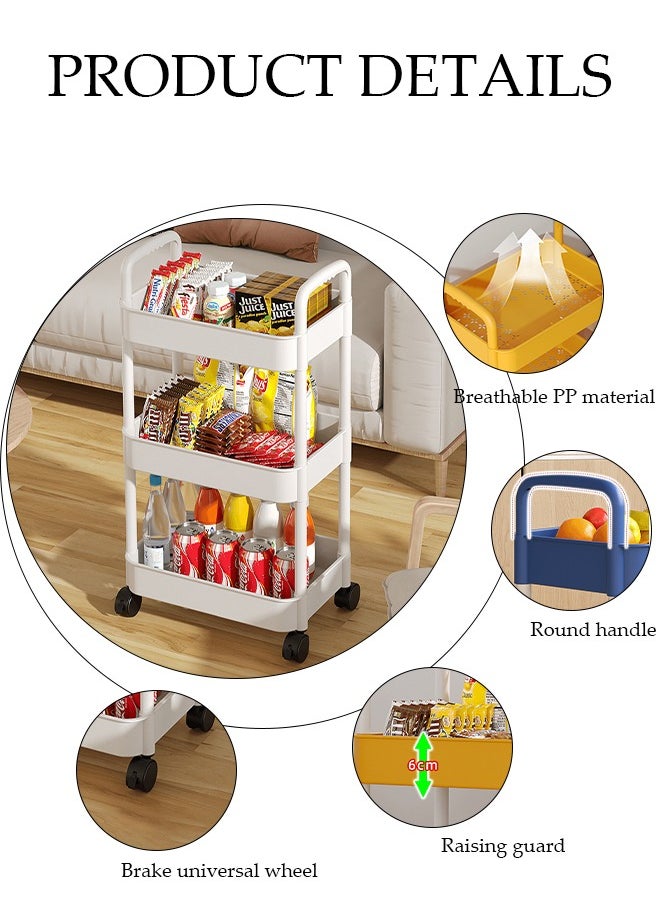 DUNISO 3-Tier Storage Rolling Utility Cart, Storage Organizer Carts Shelves, Multifunction Storage Trolley, Craft Roller with Lockable Wheels,Easy Assembly for Bathroom, Kitchen, Office  - Image 5