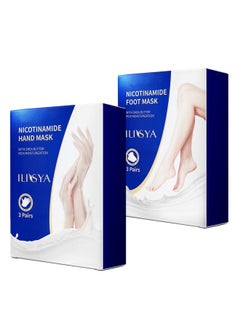 ROUSE Hand And Foot Mask Set 3 Pack Foot Mask & 3 Pack Hand Mask For Dry Cracked Hand Heel Moisturizing Glove & Socks With Nicotinamide + Shea Butter + Goat Milk  - Image 1
