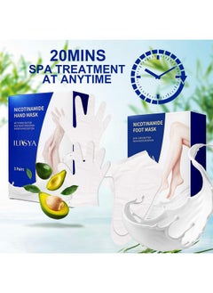 ROUSE Hand And Foot Mask Set 3 Pack Foot Mask & 3 Pack Hand Mask For Dry Cracked Hand Heel Moisturizing Glove & Socks With Nicotinamide + Shea Butter + Goat Milk  - Image 3