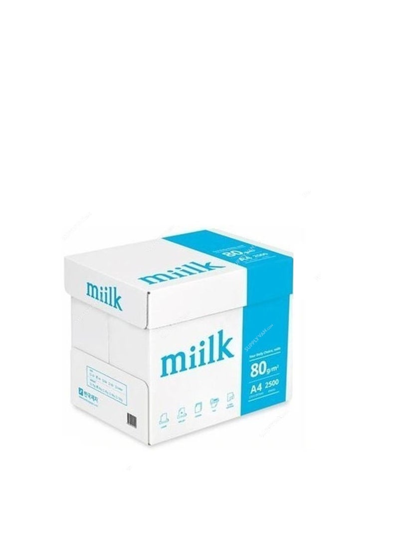 MIILK Printer Copy Paper, Size A4, GSM 80, 500 Sheets (Bundle of 5) A4 - Image 1