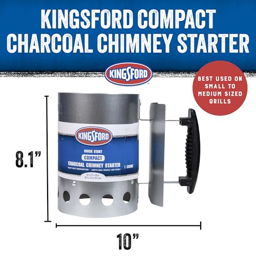 Kingsford Compact Charcoal Chimney Starter for Grills and BBQs Dimensions 81 x 57 x 10 Inch QuickLight Heat Shield StayCool Handle Durable Zinc Steel No Assembly - Image 3