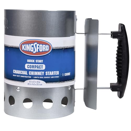 Kingsford Compact Charcoal Chimney Starter for Grills and BBQs Dimensions 81 x 57 x 10 Inch QuickLight Heat Shield StayCool Handle Durable Zinc Steel No Assembly - Image 1