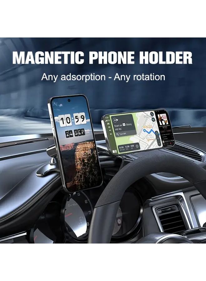 Black Magnetic Car Phone Holder Adjustable Rotatable Dashboard Mount Anti Shake Grip - Image 4