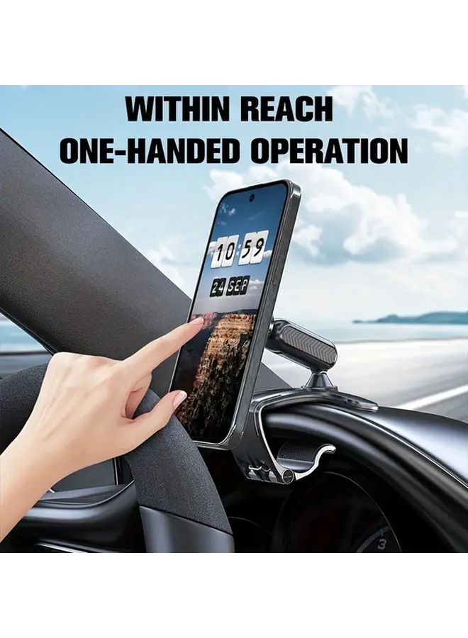 Black Magnetic Car Phone Holder Adjustable Rotatable Dashboard Mount Anti Shake Grip - Image 5