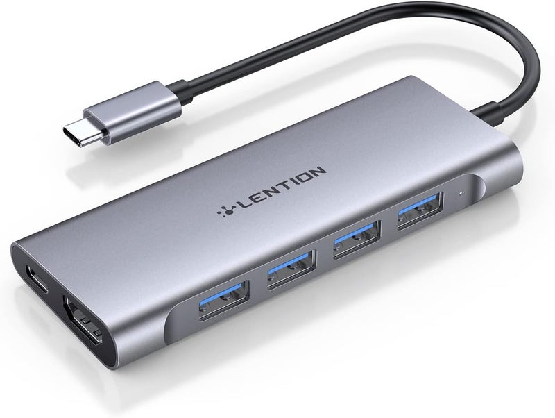 LENTION USB C Hub Multiport with 4K HDMI, 100W PD, 4 USB 3.0, Type C Charging Compatible with 2025-2016 MacBook Pro, New Mac Air & Surface, Chromebook, More, Stable Driver Adapter (CB-C35, Space Gray) - Image 1
