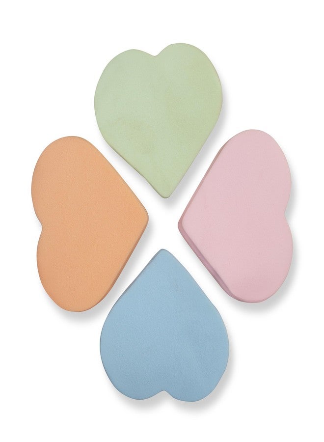 KIRA Heart-Shaped Makeup Sponges, Pastel Colours, Pack of 4 - Image 2