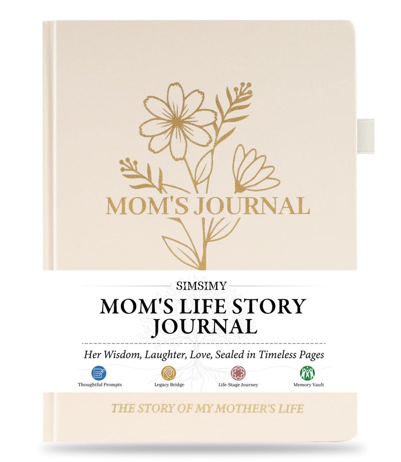 SIMSIMY Mom Life Story Book Journal, A Motherâ€™S Guided Journal with Prompt Questions to Share Her Journey & Memories, Meaningful Family Keepsake Gift for Mother's Day, Birthday, Christmas - Image 1