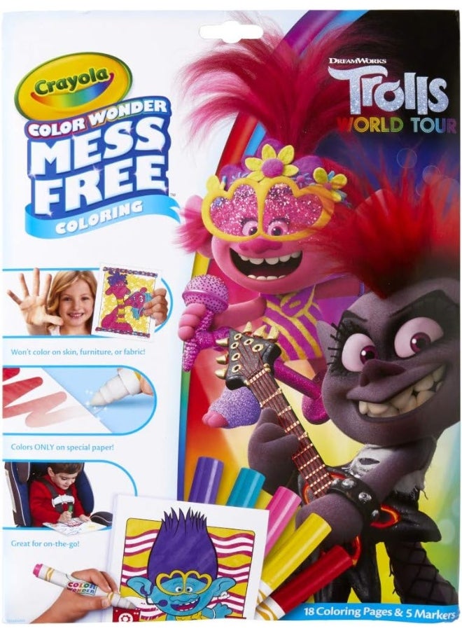 Crayola - Crayola Trolls 2, Color Wonder Mess Free Coloring Pages & Markers - Image 1