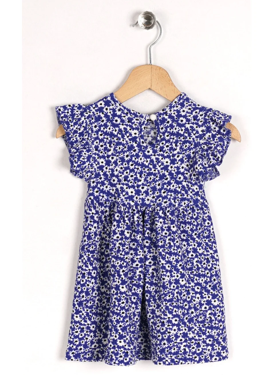 Zepkids Girl's Saxe Colorful Polka Dot Patterned Ruffle Sleeve Dress